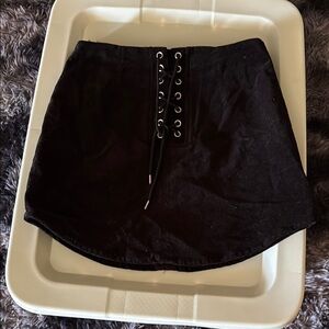 Black Lace-Up Mini Skirt